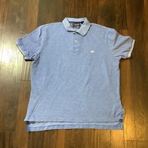 Chaps Mens Natural Stretch Polo Shirt Blue Short Sleeve Crest Logo Size M